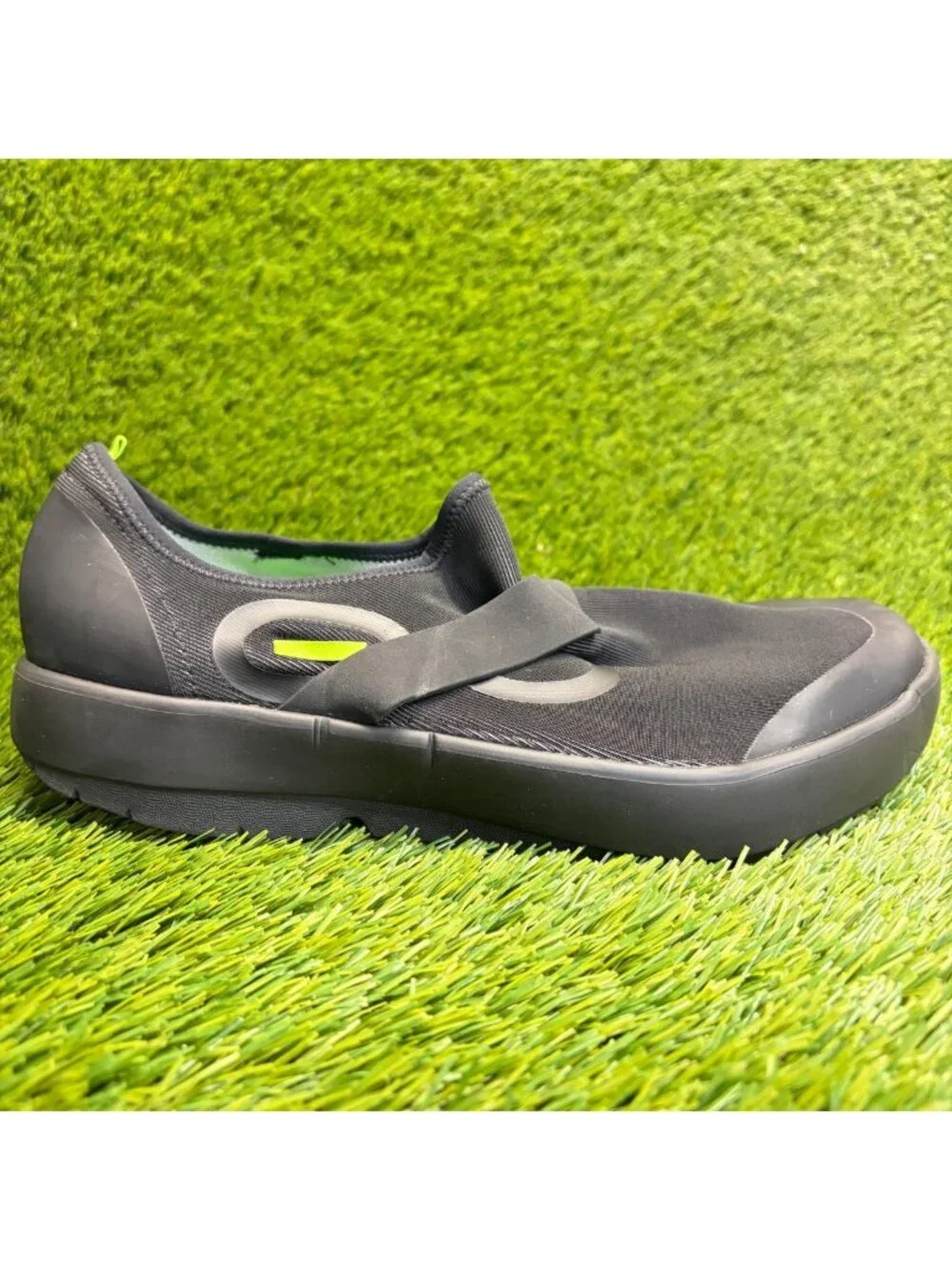 OOFOS OOmg Fibre Low Mens Size 11.5 Black Casual Walking Slip On Recovery Shoes